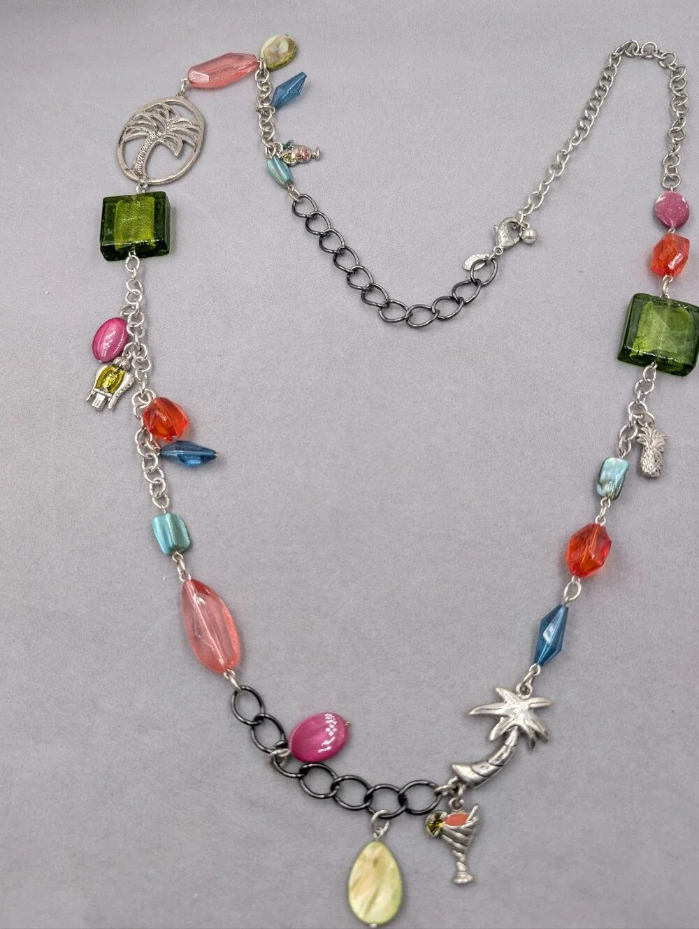 Chico’s Tropical Charm Necklace Palm Tree Pineapple Cocktail | 0250